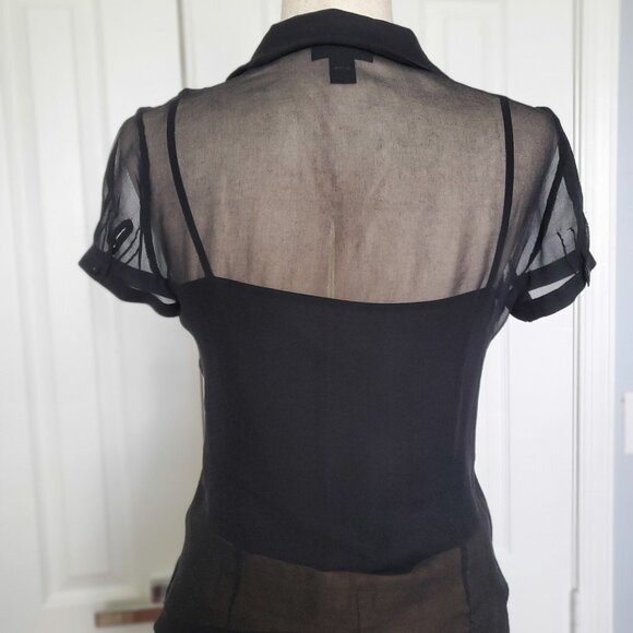 ALFANI - Sheer Button Down Top with Cami Small - Picture 8 of 16